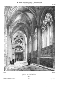 Claustro de la Catedral. Grabado 1843. Ventanales semicegagos
